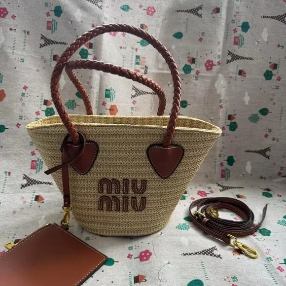 Miu Miu Natural Straw Basket Bag